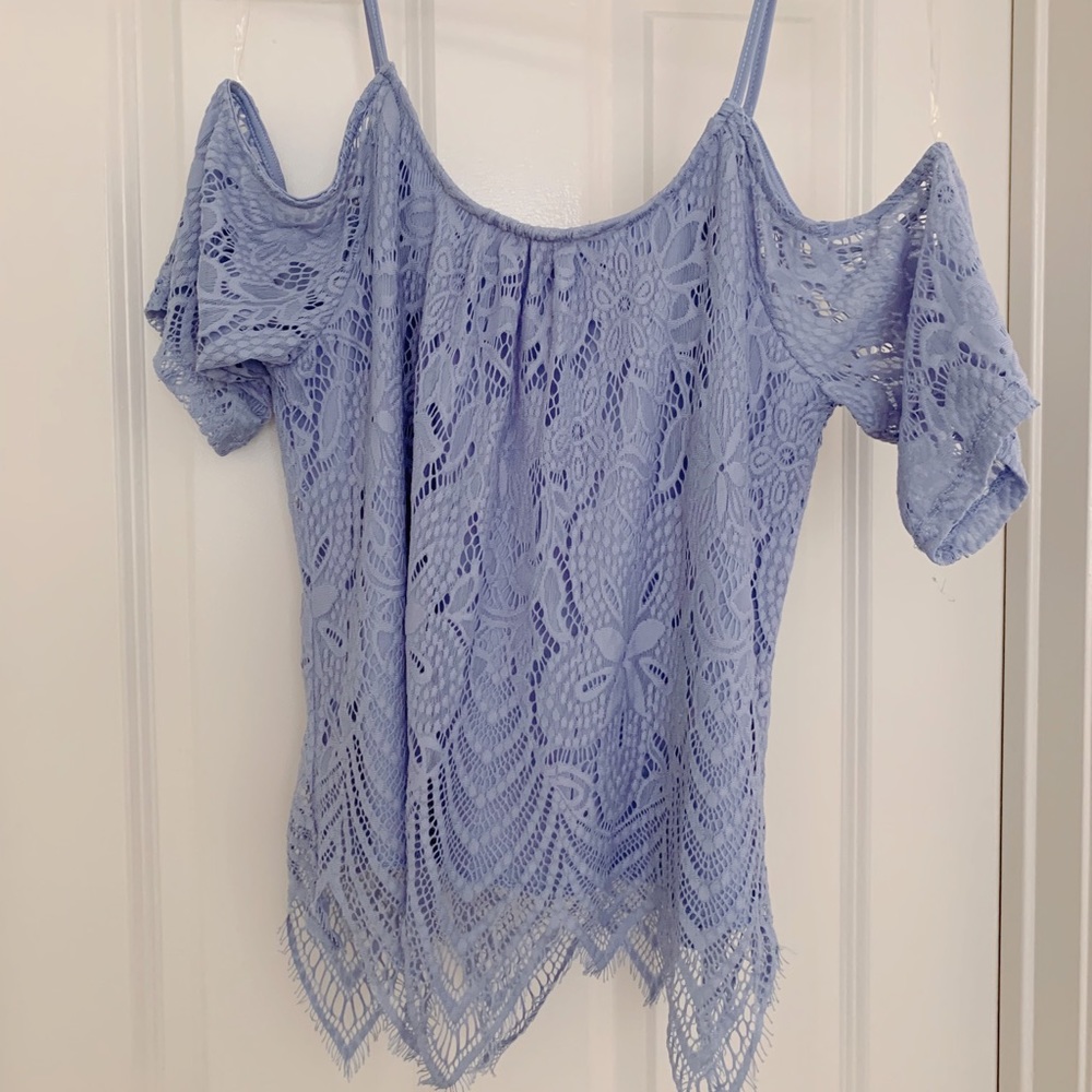 Blue Ayla Off-the-Shoulder Tank